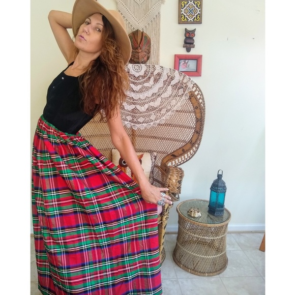 70s velvet and tartan/plaid gown - Picture 2 of 5